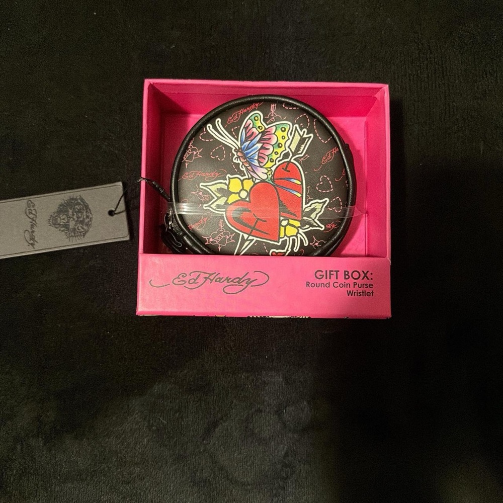 Ed hardy Round Coin Purse Wristlet